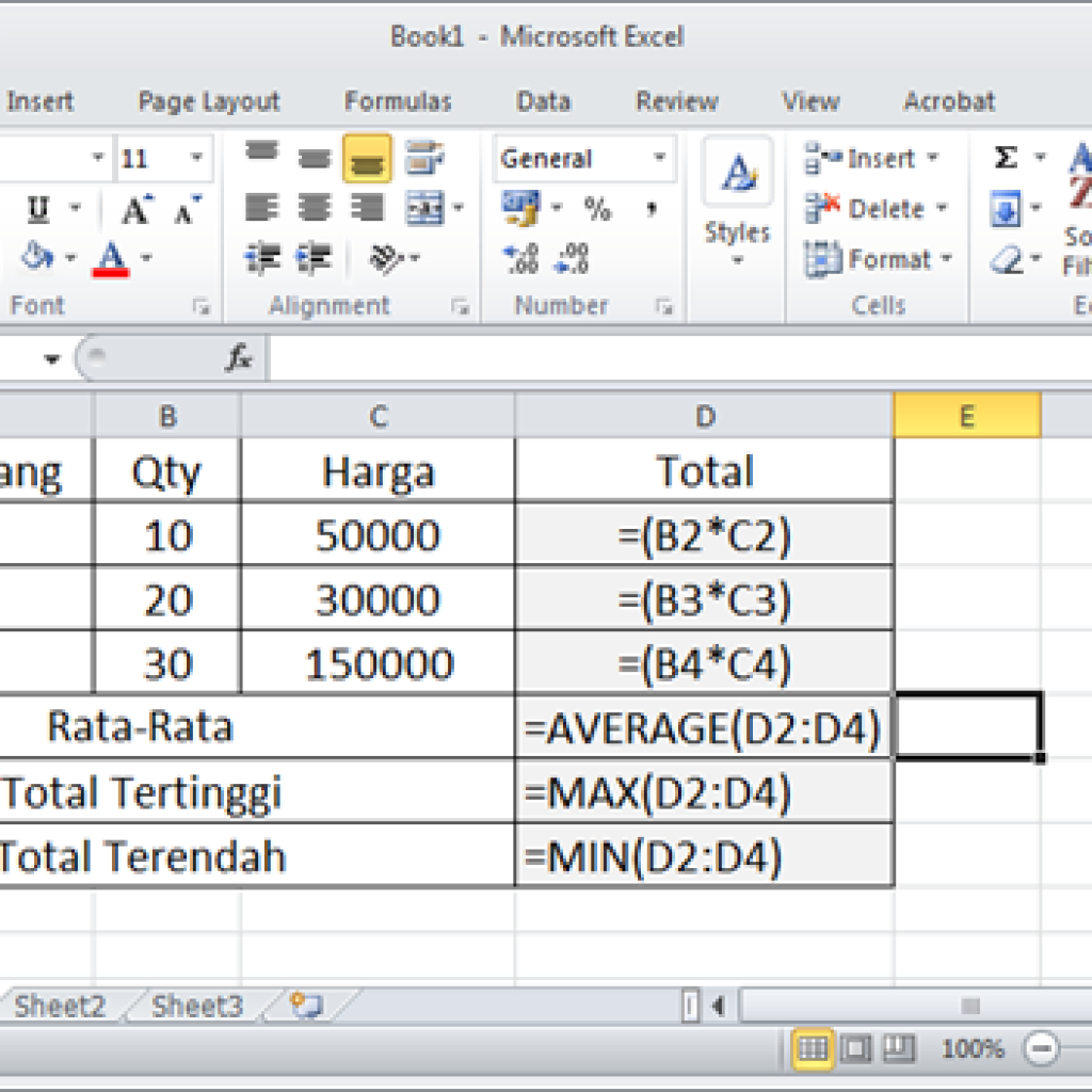Latihan Soal tentang Microsoft Excel